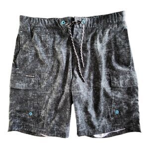 NWOT ZeroXposur‎ Men's UPF 50+  Protection Liner Swim Trunks Black Spray Medium